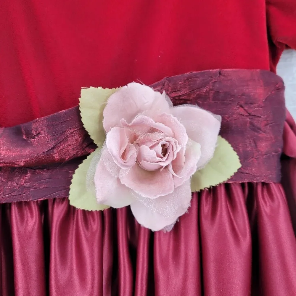 Dimples Vintage Red Velvet and Satin Dress with Formal Dress